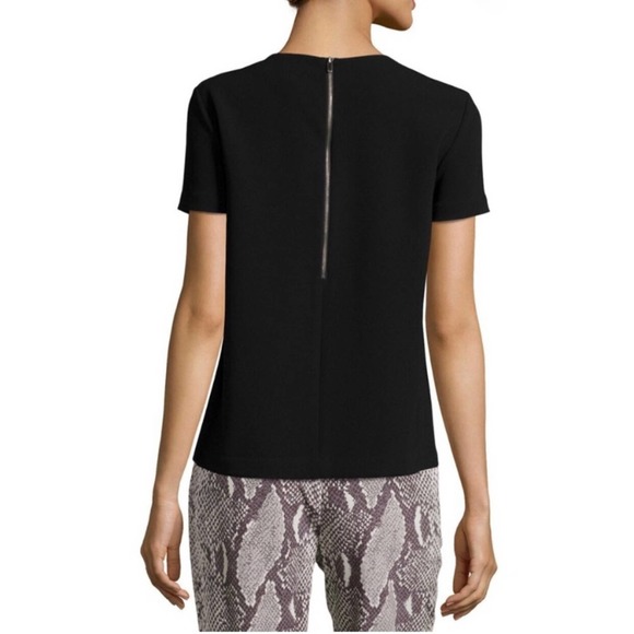 Diane von Furstenberg Melissa Short-Sleeve Back Zip Top Black Size 8 - Picture 1 of 8